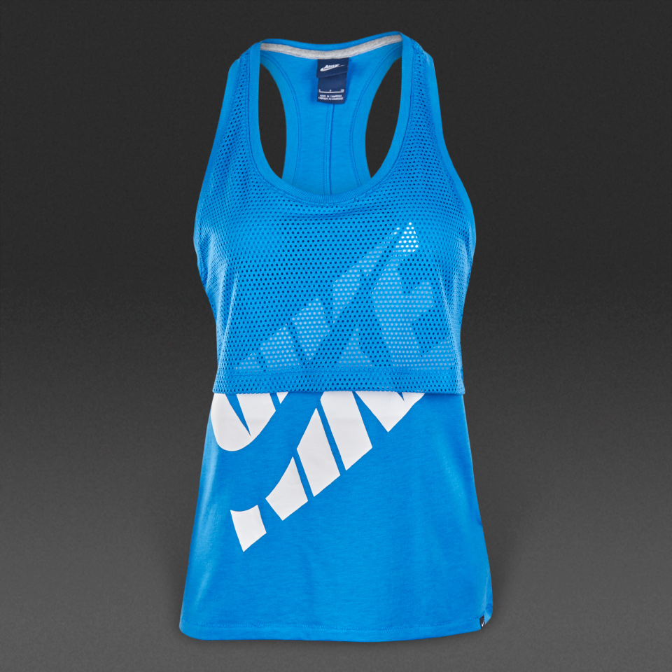 Nike Sportswear Prep Mesh Tank Light Photo Blue / White for Women